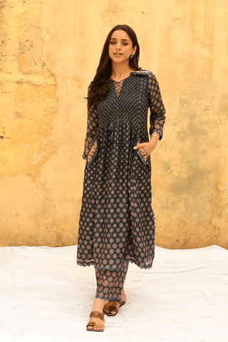 Niti Bothra-Blue Dotted Kurta And Pants-INDIASPOPUP.COM