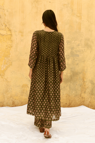 Niti Bothra-Green Dotted Kurta And Pants-INDIASPOPUP.COM