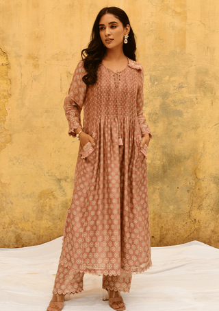 Niti Bothra-Pink Dotted Kurta And Pants-INDIASPOPUP.COM