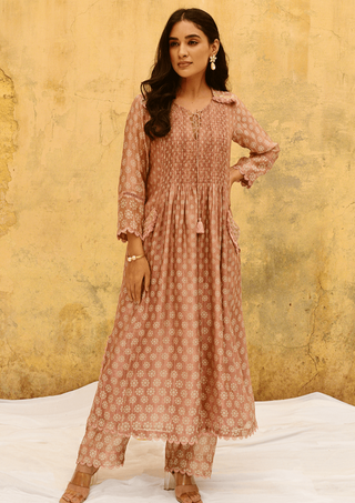 Niti Bothra-Pink Dotted Kurta And Pants-INDIASPOPUP.COM