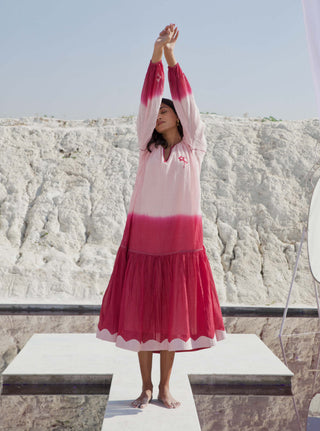The Loom Art-Tulip Rogue Pink Dress-INDIASPOPUP.COM