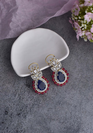 Swabhimann Jewellery-Blue Silver Tone Zirconia Earrings-INDIASPOPUP.COM