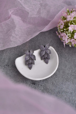Swabhimann Jewellery-Purple Grey Tone Zirconia Dangler Earrings-INDIASPOPUP.COM