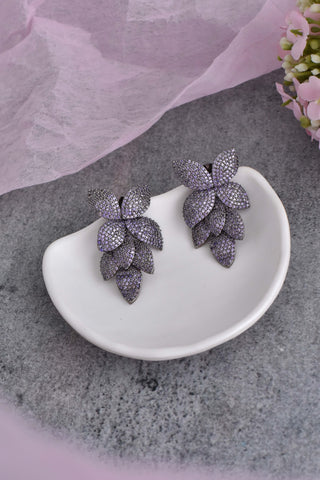 Swabhimann Jewellery-Purple Grey Tone Zirconia Dangler Earrings-INDIASPOPUP.COM