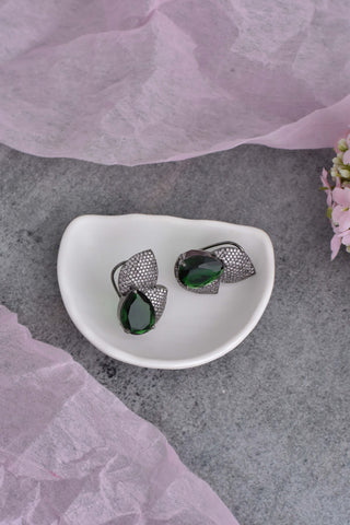 Swabhimann Jewellery-Green Purple Zirconia Stud Earrings-INDIASPOPUP.COM
