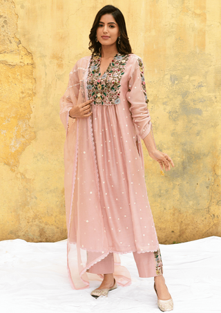 Niti Bothra-Pink Orchid Kurta And Pants-INDIASPOPUP.COM