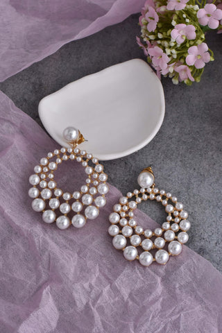 Swabhimann Jewellery-White Pearl Dangler Earrings-INDIASPOPUP.COM