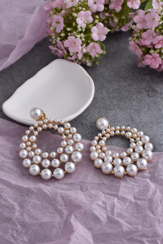 Swabhimann Jewellery-White Pearl Dangler Earrings-INDIASPOPUP.COM