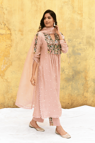 Niti Bothra-Pink Orchid Kurta And Pants-INDIASPOPUP.COM