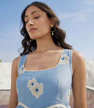 The Loom Art-Marine Sun Blue Dress-INDIASPOPUP.COM