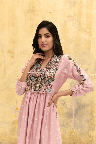 Niti Bothra-Pink Orchid Kurta And Pants-INDIASPOPUP.COM