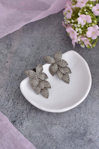Swabhimann Jewellery-Grey Tone Zirconia Dangler Earrings-INDIASPOPUP.COM