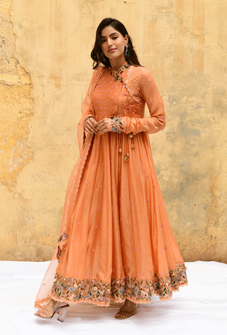 Niti Bothra-Peach Orchid Poshak Angrakha Set-INDIASPOPUP.COM