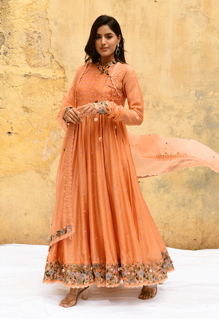 Niti Bothra-Peach Orchid Poshak Angrakha Set-INDIASPOPUP.COM