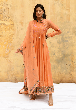 Niti Bothra-Peach Orchid Poshak Angrakha Set-INDIASPOPUP.COM