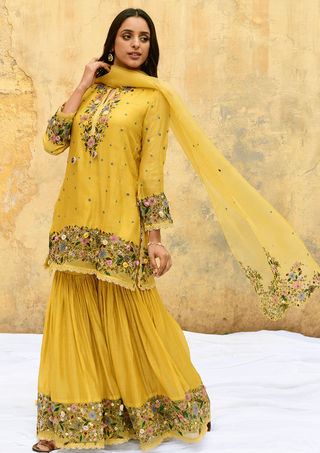 Niti Bothra-Yellow Orchid Sharara Set-INDIASPOPUP.COM