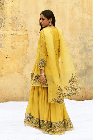 Niti Bothra-Yellow Orchid Sharara Set-INDIASPOPUP.COM