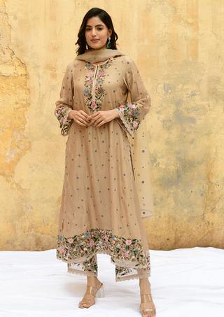 Niti Bothra-Ivory Orchid Long Kurta Set-INDIASPOPUP.COM