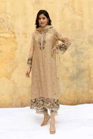 Niti Bothra-Ivory Orchid Long Kurta Set-INDIASPOPUP.COM