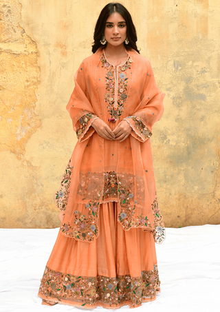 Niti Bothra-Peach Orchid Sharara Set-INDIASPOPUP.COM