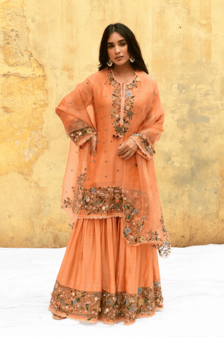 Niti Bothra-Peach Orchid Sharara Set-INDIASPOPUP.COM