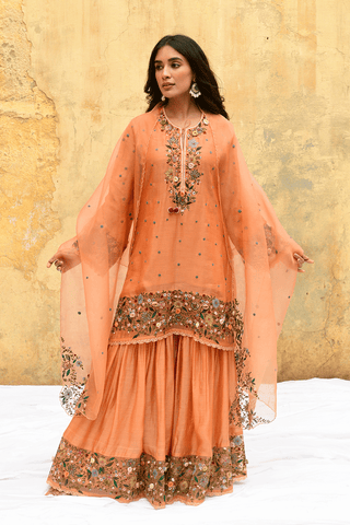 Niti Bothra-Peach Orchid Sharara Set-INDIASPOPUP.COM