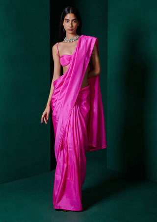 Ekaya-Fuschia Pink Sari And Unstitched Blouse-INDIASPOPUP.COM