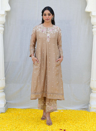 Niti Bothra-Ivory Long Kurta And Pants-INDIASPOPUP.COM