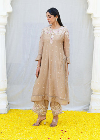 Niti Bothra-Ivory Long Kurta And Pants-INDIASPOPUP.COM