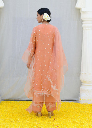 Niti Bothra-Peach Reef Long Kurta Set-INDIASPOPUP.COM