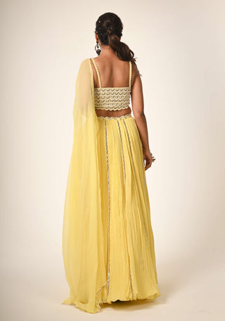 Yellow gathered skirt set