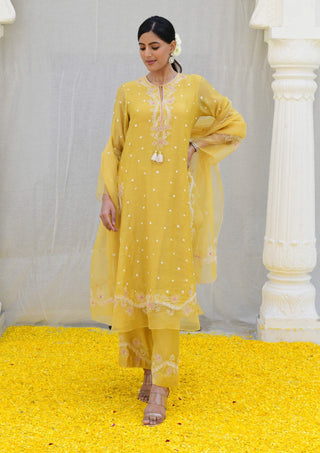 Niti Bothra-Yellow Reef Long Kurta Set-INDIASPOPUP.COM