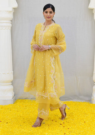 Niti Bothra-Yellow Reef Long Kurta Set-INDIASPOPUP.COM