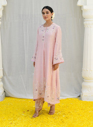 Niti Bothra-Pink Heavy Long Kurta Set-INDIASPOPUP.COM