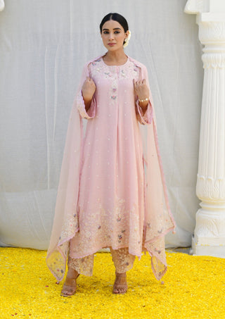 Niti Bothra-Pink Heavy Long Kurta Set-INDIASPOPUP.COM