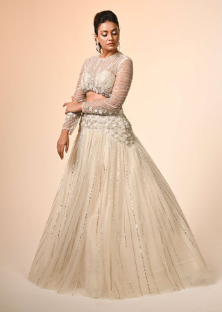 Ivory 3d floral lehenga and blouse