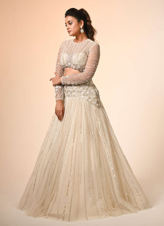 Ivory 3d floral lehenga and blouse