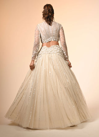 Ivory 3d floral lehenga and blouse