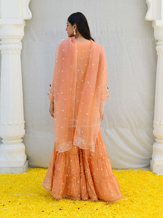 Niti Bothra-Peach Reef Embroidered Sharara Set-INDIASPOPUP.COM