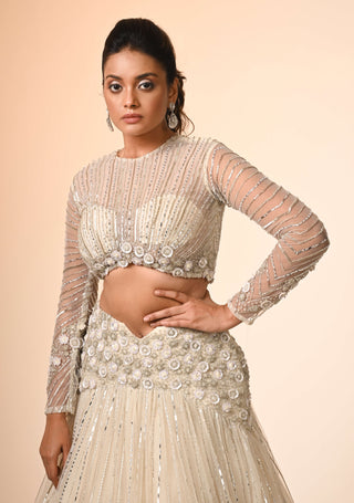 Ivory 3d floral lehenga and blouse