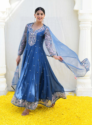 Niti Bothra-Blue Reef Anarkali Set-INDIASPOPUP.COM