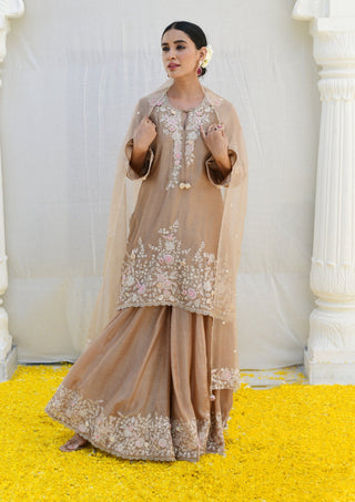 Niti Bothra-Ivory Heavy Embroidered Sharara Set-INDIASPOPUP.COM