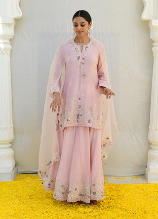 Niti Bothra-Pink Heavy Ivory Sharara Set-INDIASPOPUP.COM