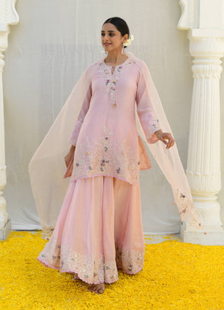 Niti Bothra-Pink Heavy Ivory Sharara Set-INDIASPOPUP.COM