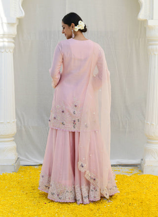 Niti Bothra-Pink Heavy Ivory Sharara Set-INDIASPOPUP.COM