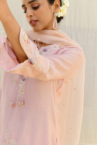 Niti Bothra-Pink Heavy Ivory Sharara Set-INDIASPOPUP.COM