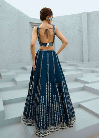 Blue Riya Lehenga Set by Chamee And Palak available on Indiaspopup