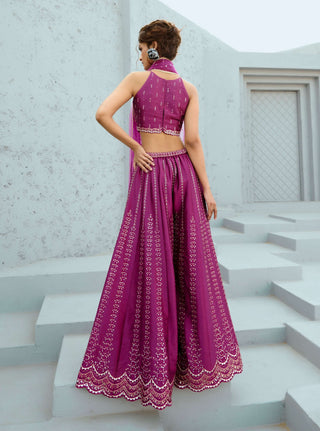 Carina Magenta Flared Pants Set by Chamee And Palak available on Indiaspopup