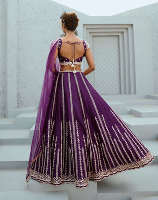 Juliet Purple Lehenga Set by Chamee And Palak available on Indiaspopup