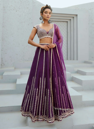 Juliet Purple Lehenga Set by Chamee And Palak available on Indiaspopup